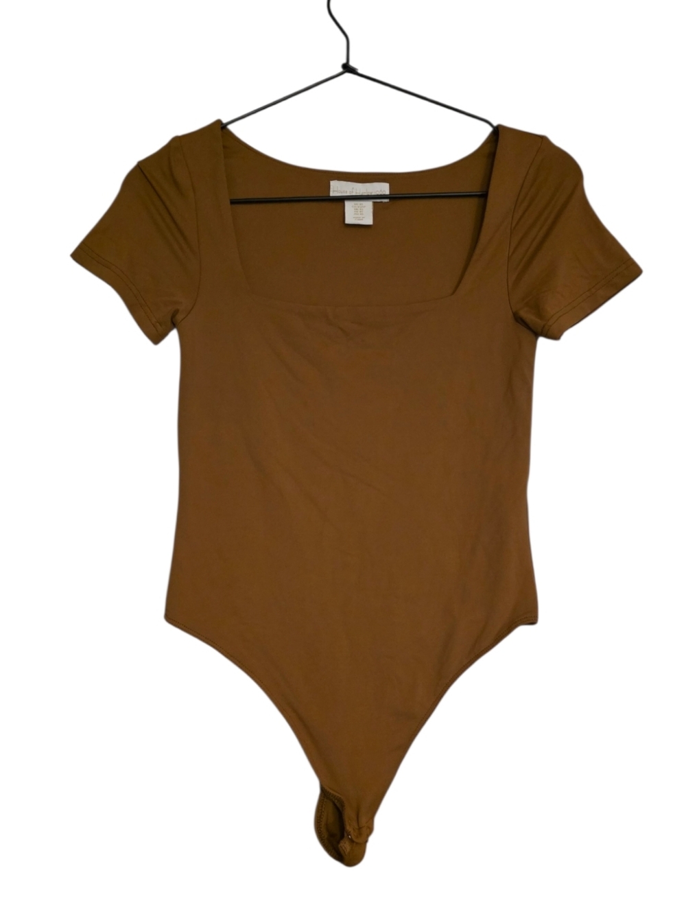 House Of Harlow Brown Thong Bodysuit Square Neck XS